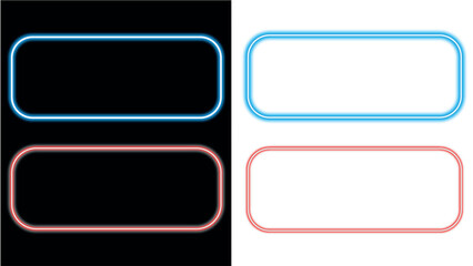 Obraz premium Gradient neon glow frame rectangle social smoke media template haze mist futuristic border pink blue red orange purple element transparent light vector banner background colours