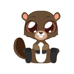 Cute Beaver Cartoon Illustration Adorable and Playful Cartoon Beaver Sitting and Smiling