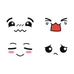 Diverse Cartoon Expressions Joy, Anger, Sadness, and More Depicted with Simple, Expressive Faces