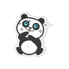 Cute smiling panda sticker with sparkling eyes, perfect for playful designs and creative projects