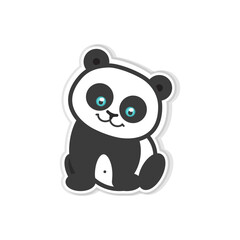 Adorable cartoon panda bear sticker Cute black and white illustration with big eyes for fun projects