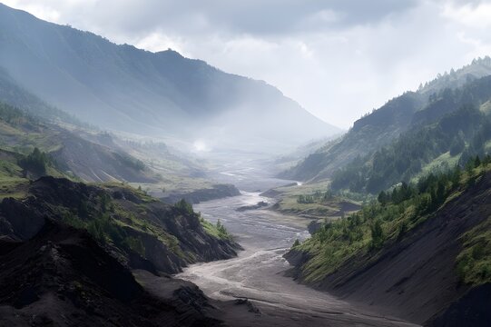 Volcanic Mudflow Path Through Valley Carved by Lahars Geological Formation Nature Landscape Photography Natural Disaster