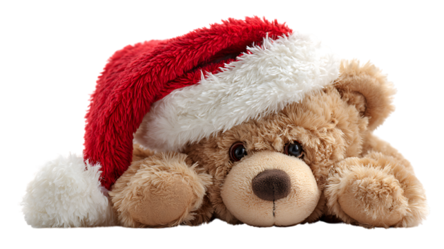 christmas teddy bear on white