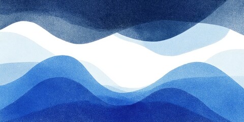 Watercolor waves in shades of blue on a white background. Abstract and textured design