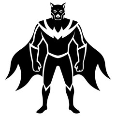 Stylized superhero figure with cape and mask ears on transparent background