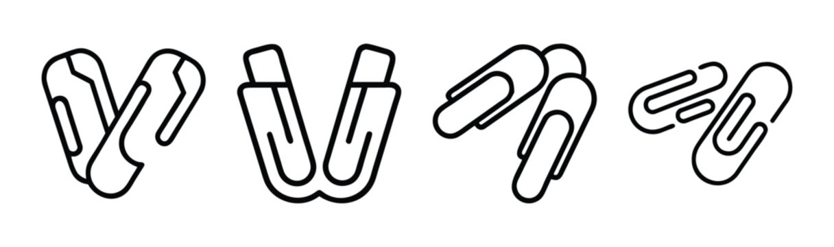 Vector illustration of three shiny silver paper clips office supplies