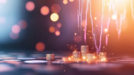 Light falling on business charts, symbolizing financial investment and strategic planning