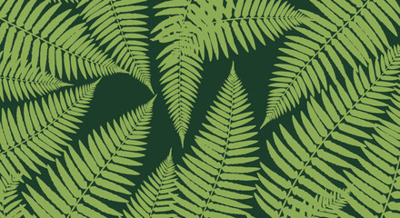 Detailed Fern Leaf Pattern Illustration in Shades of Green for Botanical Designs