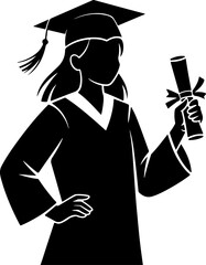 Girl student silhouette vector illustration