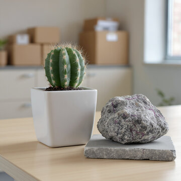 Barrel cactus succulent plant with intricate spines