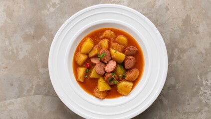Golden Cubes in Broth. A Still Life of Culinary Simplicity and Warm, Earthy Tones.