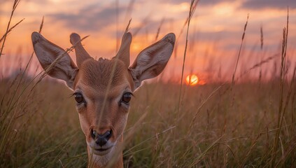 Golden Hour Portrait, Focused on Delicate Features, Soft Light, and Field of Grass.