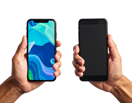 Casual and Business Style Smartphone Duo, Two Variations in One Frame, Isolated on Transparent Background