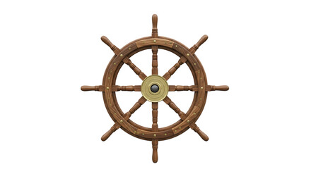Wooden ship steering wheel