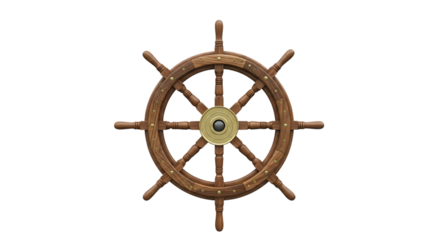 Wooden ship steering wheel