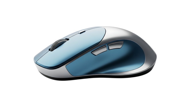 Ergonomic computer mouse with blue accents
