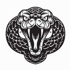 Fierce Viper Snake Head Vector Logo Design on white background