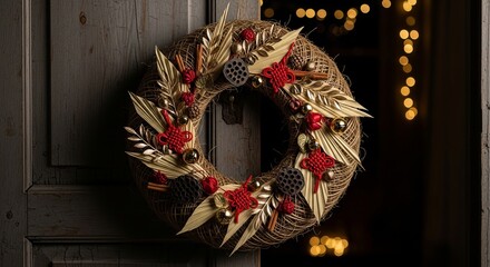 Asian Christmas wreath made from palm fibers