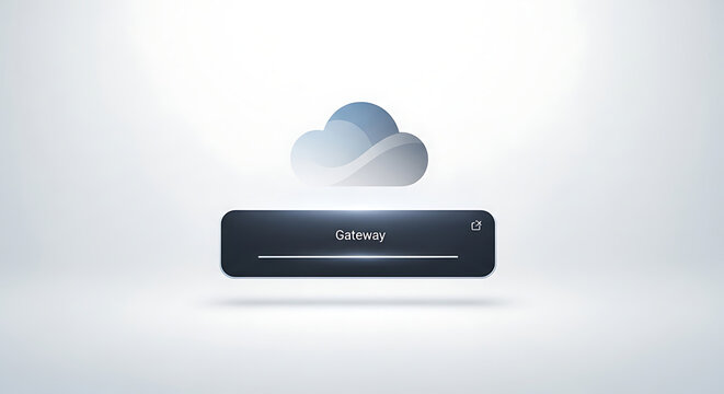 Gateway loading bar with cloud icon on a white background showing progress indicator animation ai generated