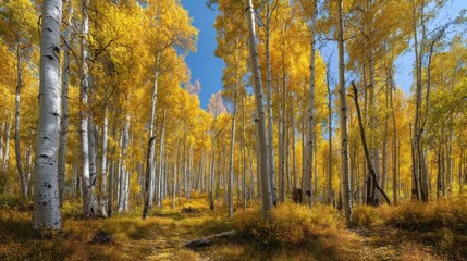 Fototapeta premium A iconic autumn landscape where Aspen gold meets covert financial symbolism.