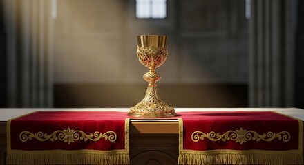 Colonial-era altar chalice and draped cloth