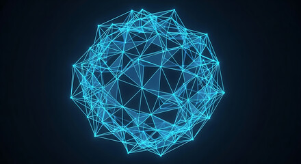 Futuristic Abstract Geometric Sphere Network With Glowing Blue Lines and Triangles Design. digital abstract connection background glowing effect.