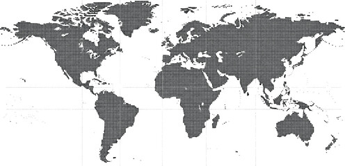 Fototapeta premium Black world map with grid overlay for geographic and educational design
