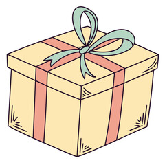 Illustration of a gift box with a ribbon and bow, perfect for birthday, christmas, or any special occasion celebration