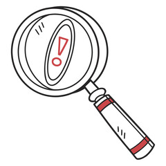 Magnifying glass with exclamation mark a symbol of attention, caution, and the need for careful inspection and problemsolving