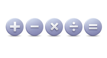 3d set of mathematical signs. plus minus divide multiply equal. round buttons for the calculator. vector illustration isolated on white background 84622831 1