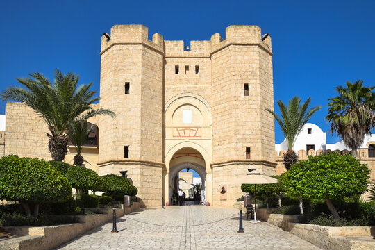 Entrance gate to the modern replica of the old Medina in Yasmine Hammamet, Tunisia.