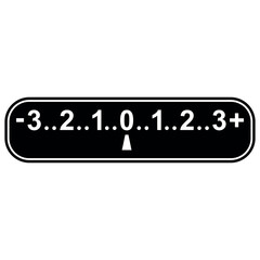 Camera exposure meter scale indicator showing balanced light measurement level guide