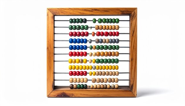 Colorful wooden abacus with grouped counting beads.