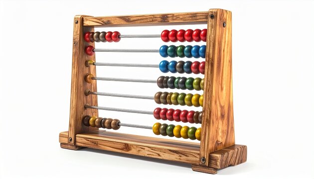 Colorful wooden abacus with grouped counting beads.