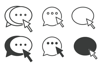 Interactive Chat Message Bubble Icons with Pointer for Digital Communication Interfaces
