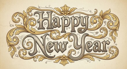 Elegant Decorative Happy New Year Greeting Design