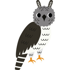 Naklejka premium Pixel Art Illustration of an Owl With Gray and Black Feathers and Orange Feet on a Transparent Background Ideal for Graphic Design Projects and Digital Art