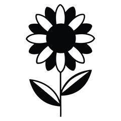 Stylized Black and White Floral Graphic Modern Daisy Illustration Art