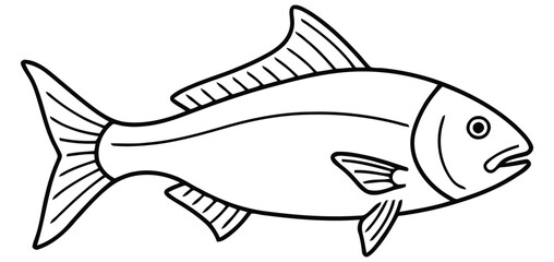 Aquatic Fish Outline Drawing Ready for Coloring and Educational Resources