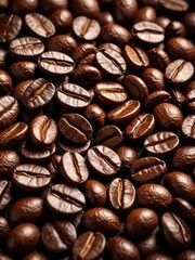 Fototapeta premium Close-up of Roasted Coffee Beans: Aromatic, Fresh, and Rich, Perfect for Espresso and Brewing Coffee at Home