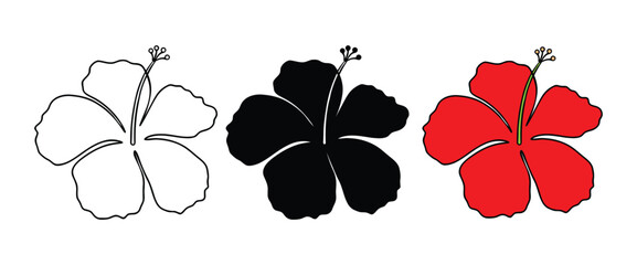 Collection of Hibiscus Flower Designs Outline Silhouette and Vibrant Color Variations © A DESIGN 1111