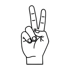 Obraz premium Classic Frontal View Hand Gesture Forming a V Sign for Peace or Victory