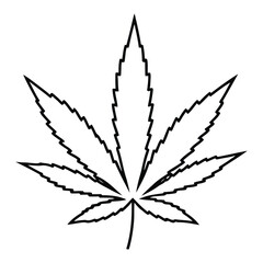 Clean Outline Sketch of a Seven Pointed Botanical Plant Leaf Graphic