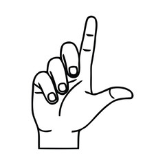 Letter L Hand Sign Gesture Line Art Educational Alphabet Illustration