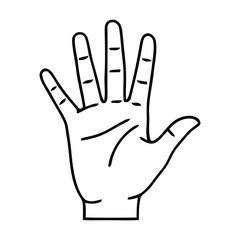 Open Hand Gesture Five Fingers Spread Line Art Illustration