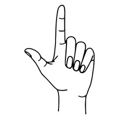 Elegant Single Index Finger Pointing Upward Hand Gesture Outline Drawing