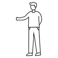 Outline Drawing Of A Man Standing With Arm Reaching Out Simple Illustration