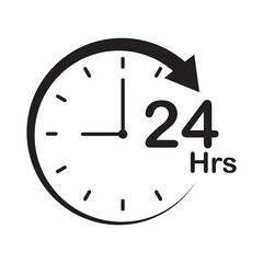 Open 24 hours vector icon.