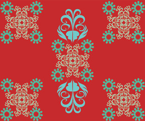 set of snowflakes with damask pattern 
