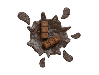 splashing chocolate icon 3d illustration render
